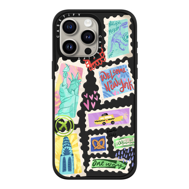 Nawara Studio x CASETiFY iPhone 15 Pro Max ケース マットブラック インパクトケース MagSafe対応 Welcome to New York