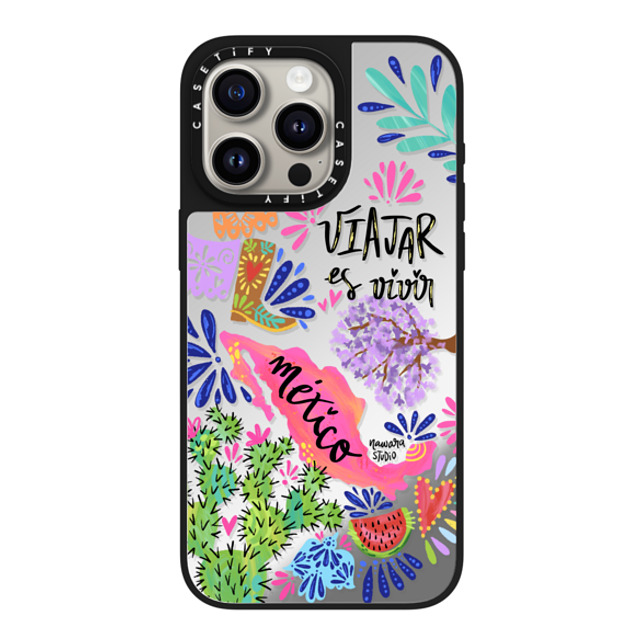 Nawara Studio x CASETiFY iPhone 15 Pro Max ケース Silver on Black ミラーケース MagSafe対応 México my love