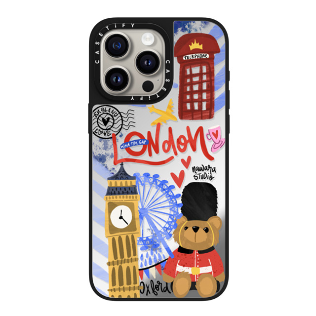 Nawara Studio x CASETiFY iPhone 15 Pro Max ケース Silver on Black ミラーケース MagSafe対応 London Dreams