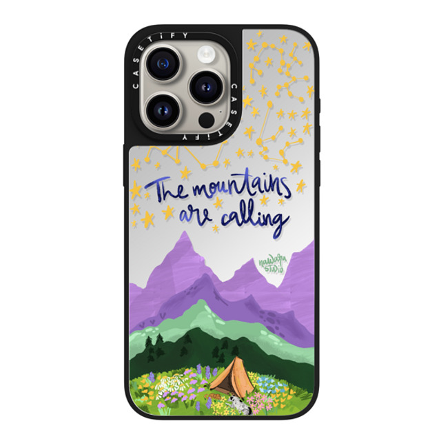 Nawara Studio x CASETiFY iPhone 15 Pro Max ケース Silver on Black ミラーケース MagSafe対応 The Mountains