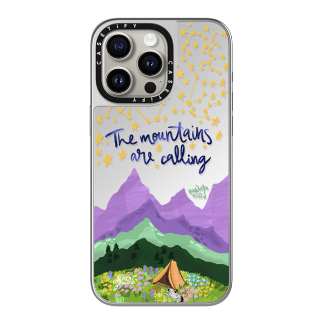 Nawara Studio x CASETiFY iPhone 15 Pro Max Case Travel,Digital Art シルバー (シルバーバンパー) ミラーケース MagSafe対応 The Mountains Back to School Nawara Studio x CASETiFY iPhone 15 Pro Max Case Travel,Digital Art シルバー (シルバーバンパー) ミラーケース MagSafe対応 The Mountains Back to School