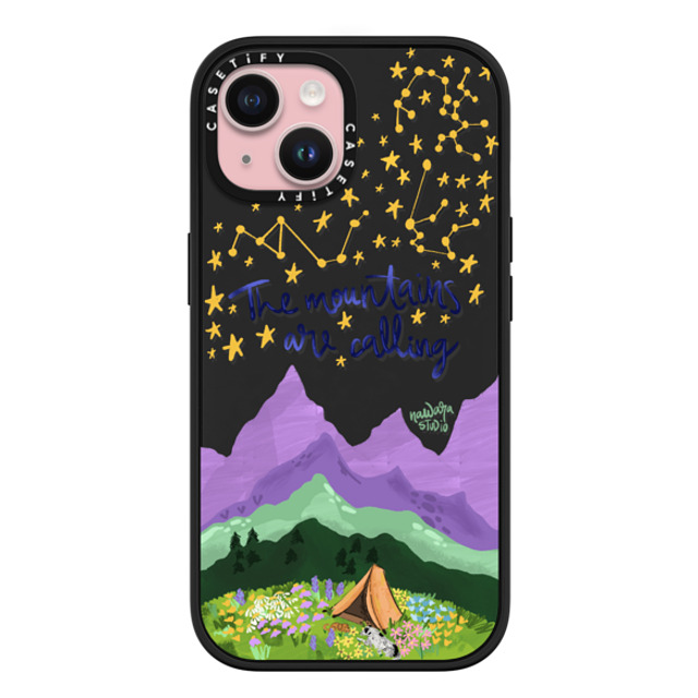 Nawara Studio x CASETiFY iPhone 15 ケース マットブラック インパクトケース MagSafe対応 The Mountains