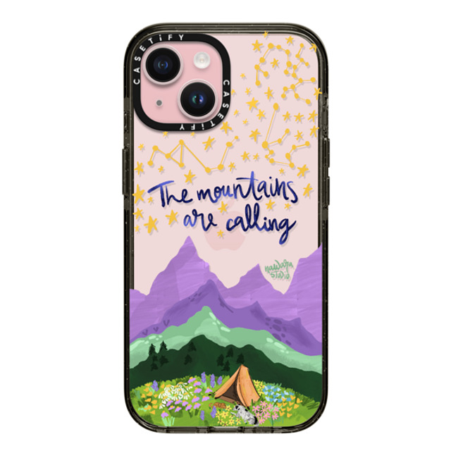 Nawara Studio x CASETiFY iPhone 15 ケース ブラック インパクトケース The Mountains