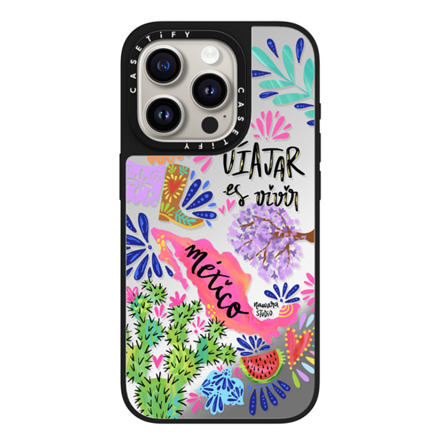 Nawara Studio x CASETiFY iPhone 15 Pro Case Silver on Black ミラーケース MagSafe対応 México my love Nawara Studio x CASETiFY iPhone 15 Pro Case Silver on Black ミラーケース MagSafe対応 México my love