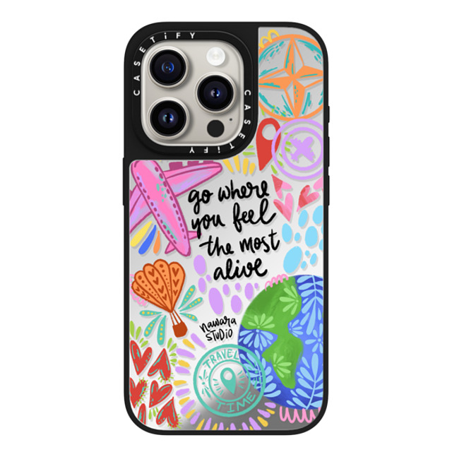 Nawara Studio x CASETiFY iPhone 15 Pro Case Silver on Black ミラーケース MagSafe対応 Travel Time Nawara Studio x CASETiFY iPhone 15 Pro Case Silver on Black ミラーケース MagSafe対応 Travel Time