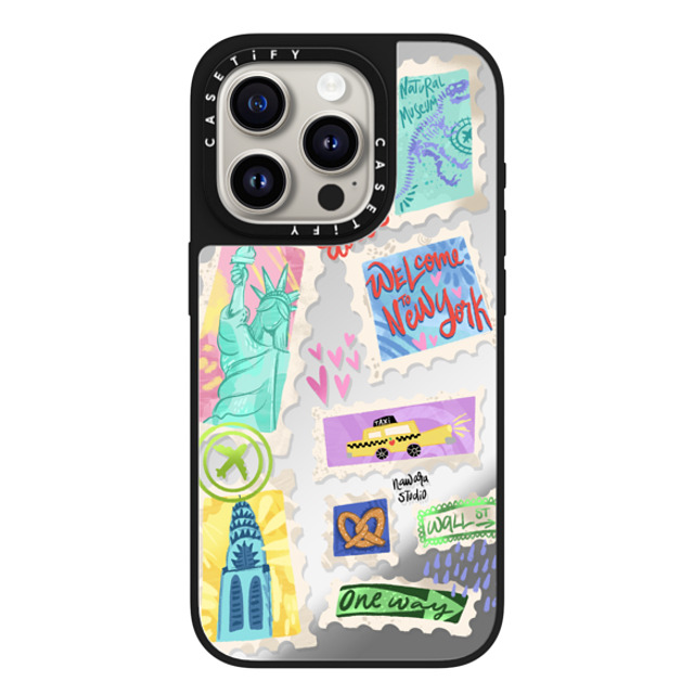 Nawara Studio x CASETiFY iPhone 15 Pro Case Silver on Black ミラーケース MagSafe対応 Welcome to New York Nawara Studio x CASETiFY iPhone 15 Pro Case Silver on Black ミラーケース MagSafe対応 Welcome to New York