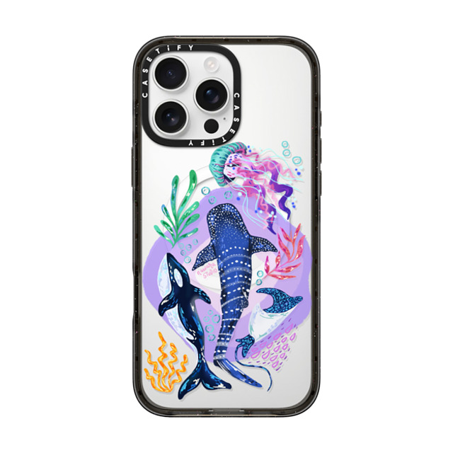 Nawara Studio x CASETiFY iPhone 16 Pro Max ケース ブラック インパクトケース MagSafe対応 Sea Kings by Nawara Studio