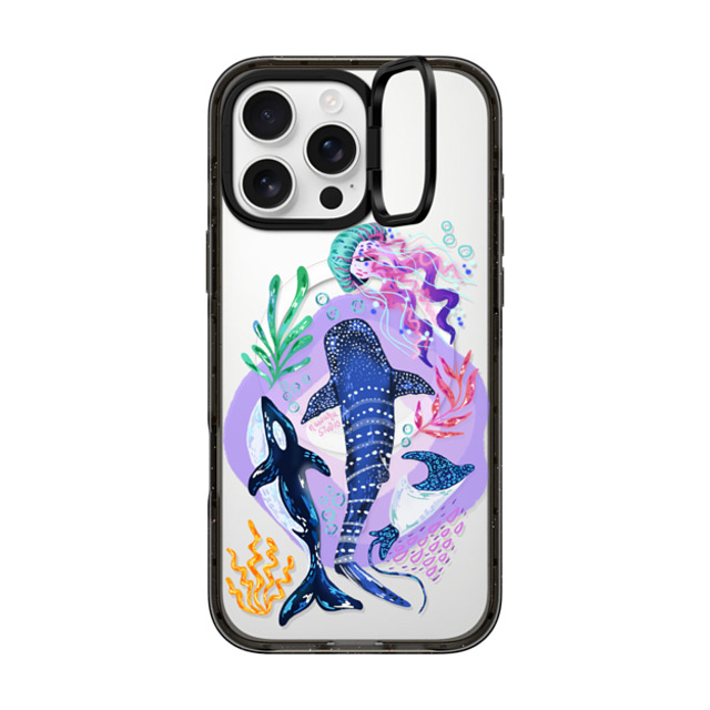 Nawara Studio x CASETiFY iPhone 16 Pro Max ケース ブラック インパクトリングスタンドケース MagSafe対応 Sea Kings by Nawara Studio