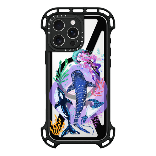 Nawara Studio x CASETiFY iPhone 16 Pro Max ケース ブラック ウルトラ バウンスケース MagSafe対応 Sea Kings by Nawara Studio