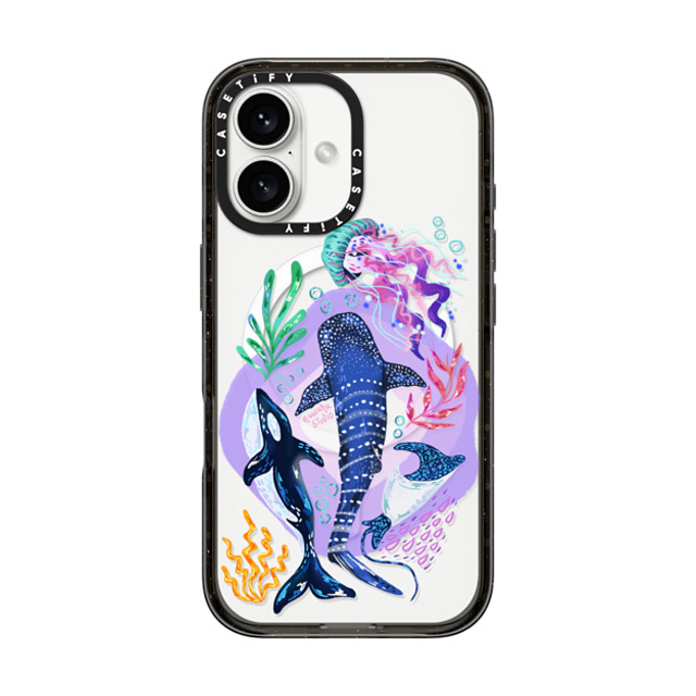 Nawara Studio x CASETiFY iPhone 16 ケース ブラック インパクトケース MagSafe対応 Sea Kings by Nawara Studio