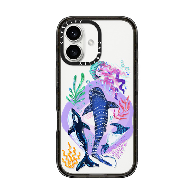 Nawara Studio x CASETiFY iPhone 16 ケース ブラック インパクトケース Sea Kings by Nawara Studio