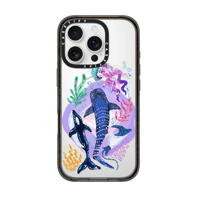 Nawara Studio x CASETiFY iPhone 16 Pro ケース ブラック インパクトケース MagSafe対応 Sea Kings by Nawara Studio