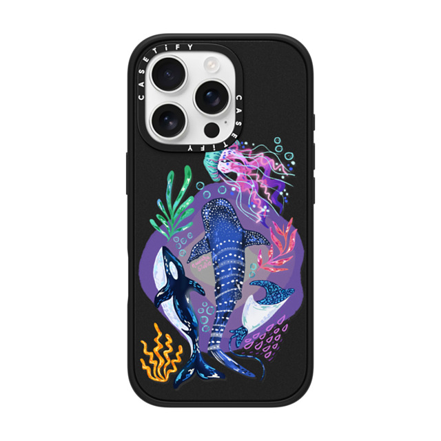 Nawara Studio x CASETiFY iPhone 16 Pro ケース マットブラック インパクトケース Sea Kings by Nawara Studio