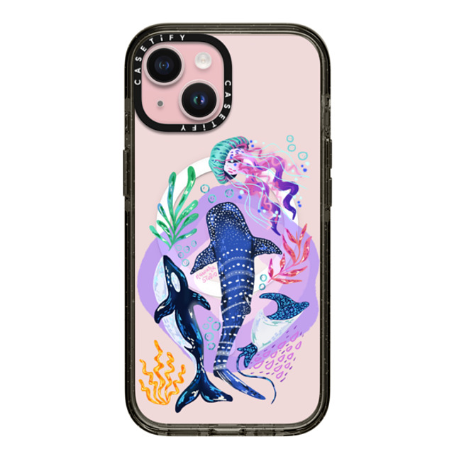 Nawara Studio x CASETiFY iPhone 15 ケース Sticker,Summer ブラック インパクトケース MagSafe対応 Sea Kings by Nawara Studio Back to School Nawara Studio x CASETiFY iPhone 15 ケース Sticker,Summer ブラック インパクトケース MagSafe対応 Sea Kings by Nawara Studio Back to School