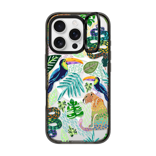 Nawara Studio x CASETiFY iPhone 16 Pro ケース Sticker,Animal ブラック インパクトリングスタンドケース MagSafe対応 Tropical Soul by Nawara Studio Father's Day Nawara Studio x CASETiFY iPhone 16 Pro ケース Sticker,Animal ブラック インパクトリングスタンドケース MagSafe対応 Tropical Soul by Nawara Studio Father's Day