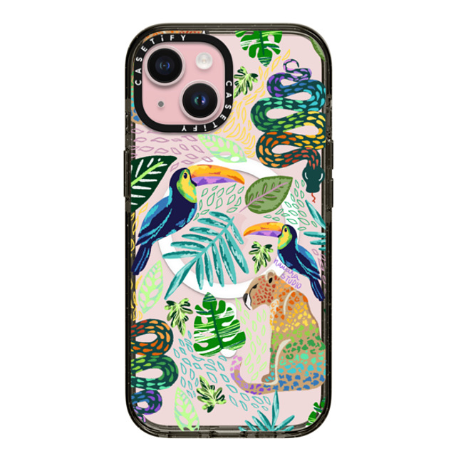 Nawara Studio x CASETiFY iPhone 15 ケース Sticker,Animal ブラック インパクトケース MagSafe対応 Tropical Soul by Nawara Studio Father's Day Nawara Studio x CASETiFY iPhone 15 ケース Sticker,Animal ブラック インパクトケース MagSafe対応 Tropical Soul by Nawara Studio Father's Day