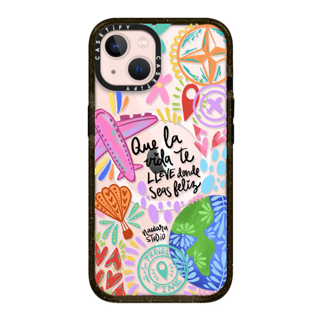 Nawara Studio x CASETiFY iPhone 13 ケース ブラック インパクトケース MagSafe対応 Ser feliz