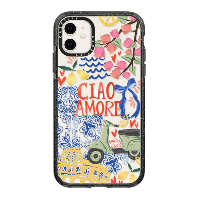 Nawara Studio x CASETiFY iPhone 11 ケース ブラック インパクトケース Ciao Amore