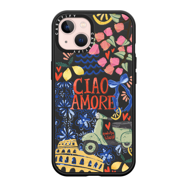 Nawara Studio x CASETiFY iPhone 13 ケース マットブラック インパクトケース MagSafe対応 Ciao Amore