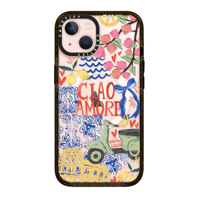 Nawara Studio x CASETiFY iPhone 13 ケース ブラック インパクトケース MagSafe対応 Ciao Amore