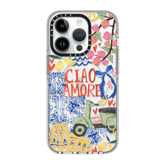 Nawara Studio x CASETiFY iPhone 14 Pro ケース クリア クリア ケース MagSafe対応 Ciao Amore