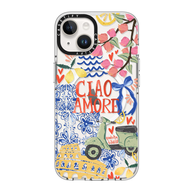 Nawara Studio x CASETiFY iPhone 14 ケース クリア クリア ケース MagSafe対応 Ciao Amore