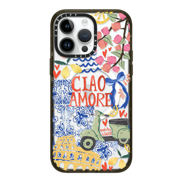 Nawara Studio x CASETiFY iPhone 14 Pro Max ケース ブラック インパクトケース MagSafe対応 Ciao Amore