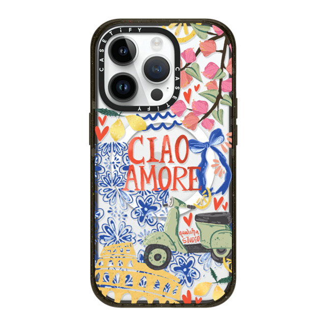 Nawara Studio x CASETiFY iPhone 14 Pro ケース ブラック インパクトケース MagSafe対応 Ciao Amore