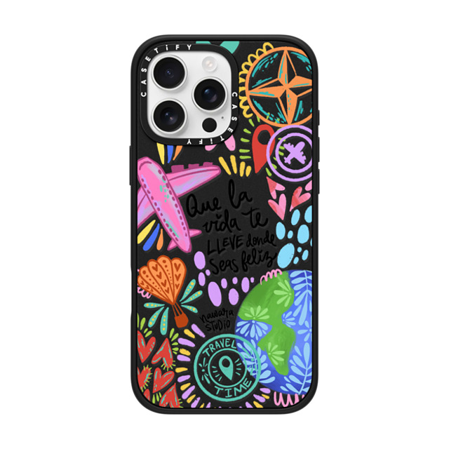 Nawara Studio x CASETiFY iPhone 16 Pro Max ケース マットブラック インパクトケース MagSafe対応 Ser feliz