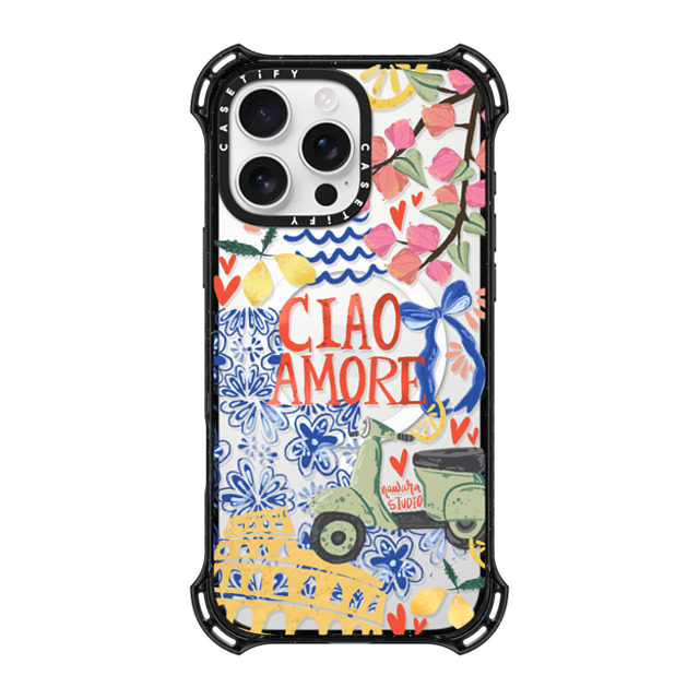 Nawara Studio x CASETiFY iPhone 16 Pro Max ケース ブラック バウンスケース Ciao Amore