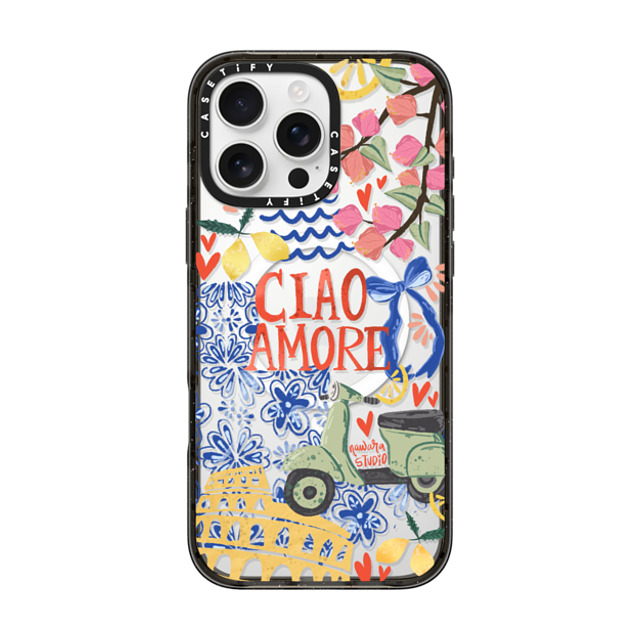 Nawara Studio x CASETiFY iPhone 16 Pro Max ケース ブラック インパクトケース MagSafe対応 Ciao Amore