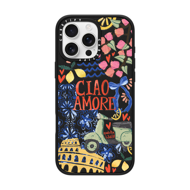 Nawara Studio x CASETiFY iPhone 16 Pro Max ケース マットブラック インパクトケース MagSafe対応 Ciao Amore