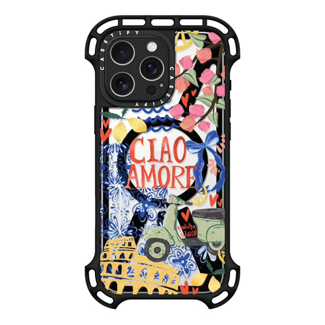 Nawara Studio x CASETiFY iPhone 16 Pro Max ケース ブラック ウルトラ バウンスケース MagSafe対応 Ciao Amore