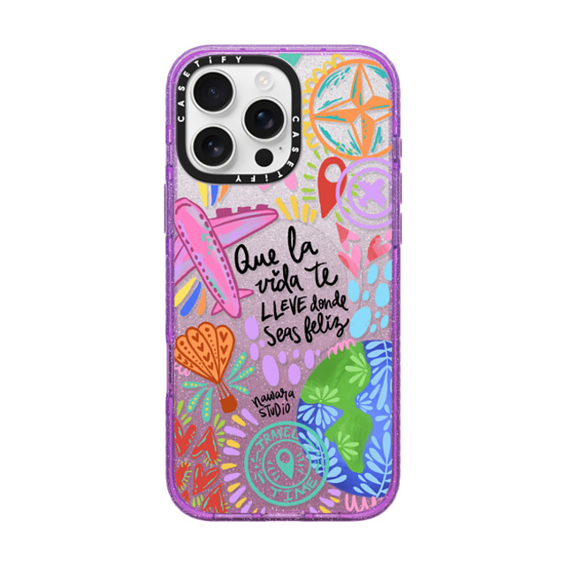 Nawara Studio x CASETiFY iPhone 16 Pro Max Case Travel,Digital Art Glitter Purple Impact Case MagSafe Compatible Ser feliz Back to School Nawara Studio x CASETiFY iPhone 16 Pro Max Case Travel,Digital Art Glitter Purple Impact Case MagSafe Compatible Ser feliz Back to School