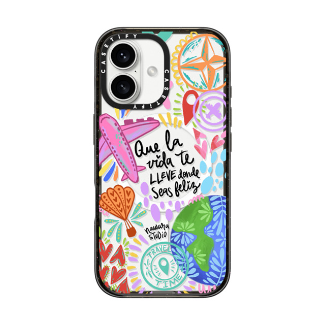 Nawara Studio x CASETiFY iPhone 16 ケース ブラック インパクトケース MagSafe対応 Ser feliz