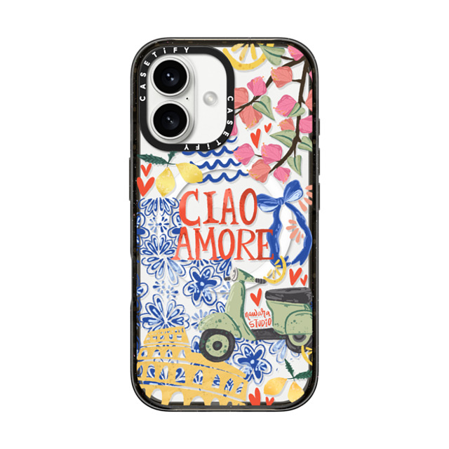 Nawara Studio x CASETiFY iPhone 16 ケース ブラック インパクトケース MagSafe対応 Ciao Amore