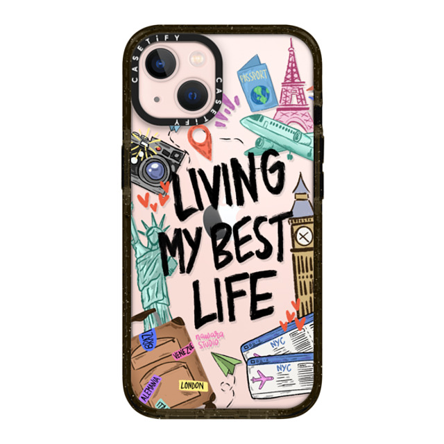 Nawara Studio x CASETiFY iPhone 13 ケース ブラック インパクトケース Travel Lover by Nawara Studio