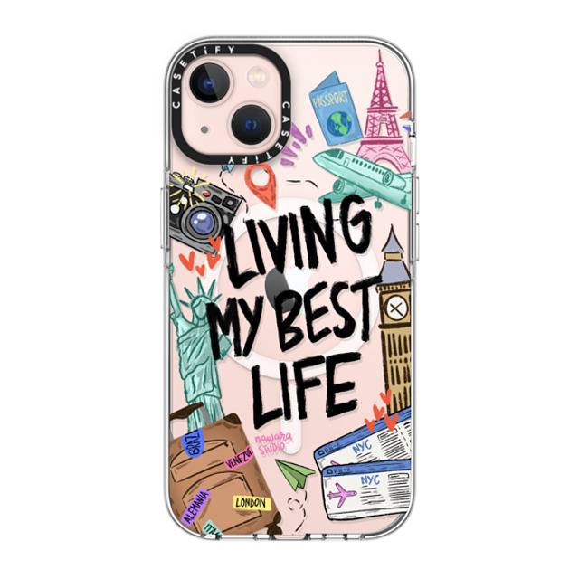 Nawara Studio x CASETiFY iPhone 13 ケース クリア クリア ケース MagSafe対応 Travel Lover by Nawara Studio