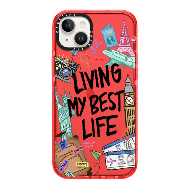 Nawara Studio x CASETiFY iPhone 14 Plus ケース レッド インパクトケース Travel Lover by Nawara Studio