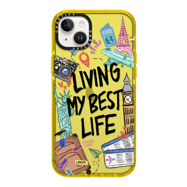 Nawara Studio x CASETiFY iPhone 14 Plus Case Sticker,Quote イエロー インパクトケース Travel Lover by Nawara Studio Mother's Day Nawara Studio x CASETiFY iPhone 14 Plus Case Sticker,Quote イエロー インパクトケース Travel Lover by Nawara Studio Mother's Day