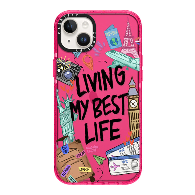 Nawara Studio x CASETiFY iPhone 14 Plus Case Bubble Gum Impact Case Travel Lover by Nawara Studio Nawara Studio x CASETiFY iPhone 14 Plus Case Bubble Gum Impact Case Travel Lover by Nawara Studio
