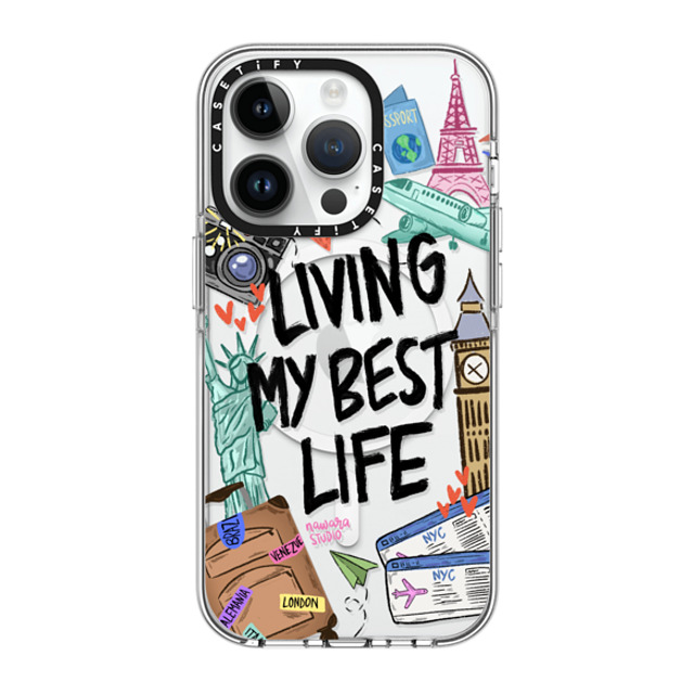 Nawara Studio x CASETiFY iPhone 14 Pro ケース クリア クリア ケース MagSafe対応 Travel Lover by Nawara Studio