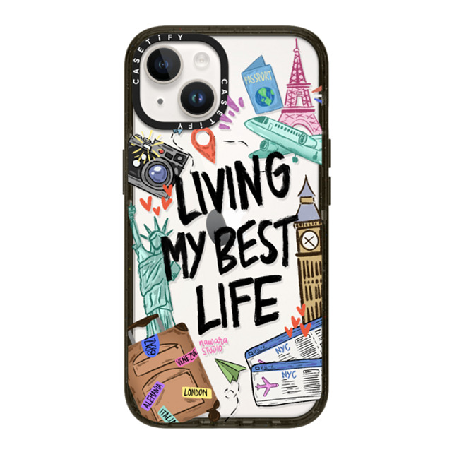 Nawara Studio x CASETiFY iPhone 14 ケース ブラック インパクトケース Travel Lover by Nawara Studio