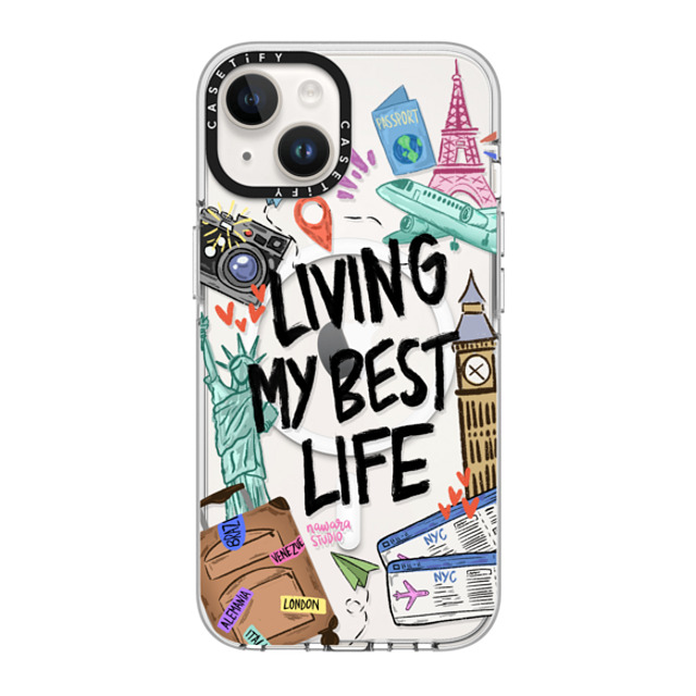 Nawara Studio x CASETiFY iPhone 14 ケース クリア クリア ケース MagSafe対応 Travel Lover by Nawara Studio