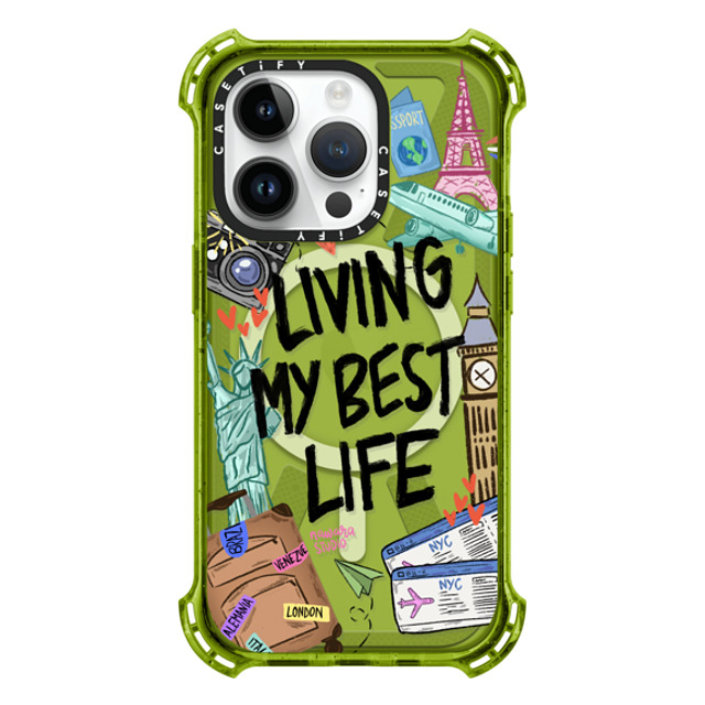 Nawara Studio x CASETiFY iPhone 14 Pro ケース Kiwi バウンスケース Travel Lover by Nawara Studio