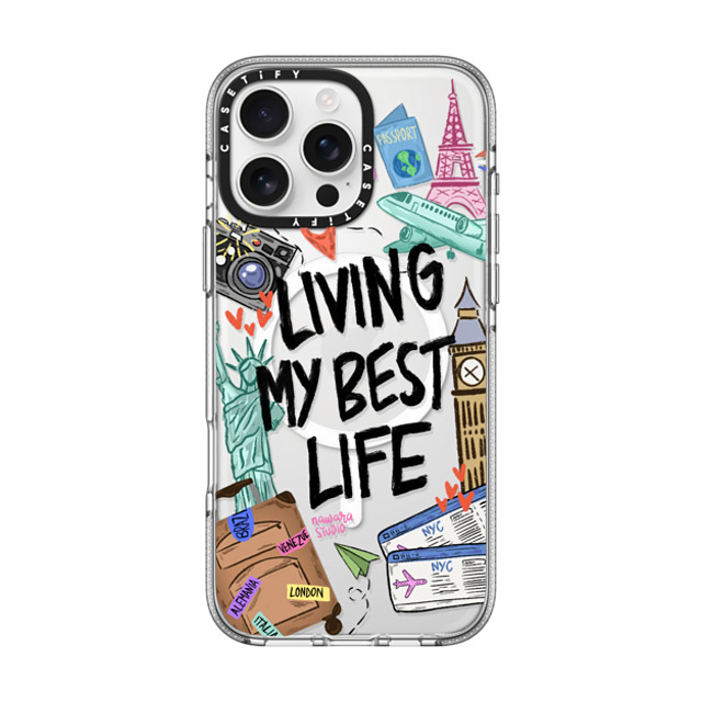 Nawara Studio x CASETiFY iPhone 16 Pro Max ケース クリア クリア ケース MagSafe対応 Travel Lover by Nawara Studio