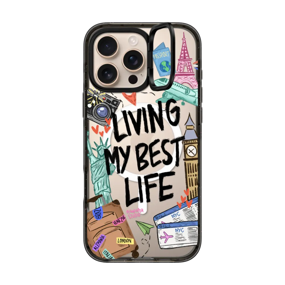 Impact Ring Stand iPhone 16 Pro Max Case MagSafe Compatible - Travel Lover by Nawara Studio
