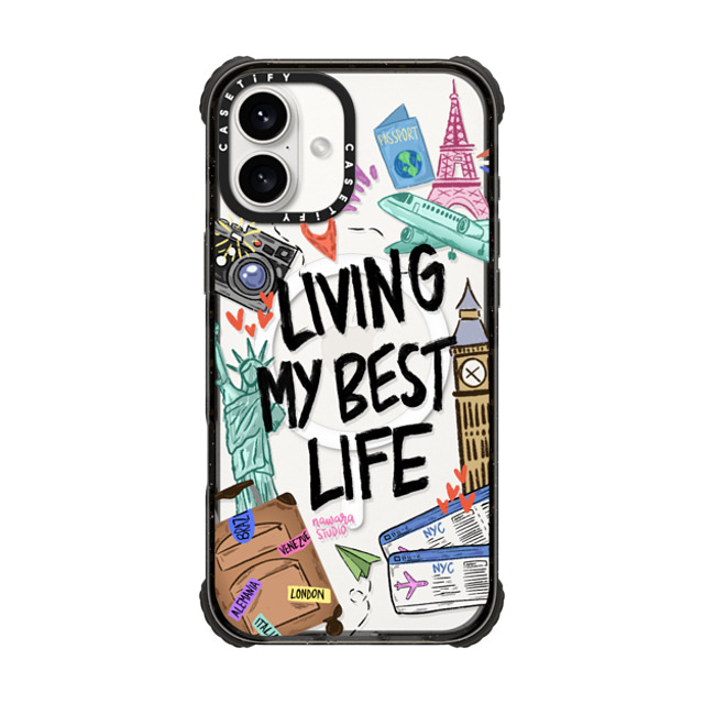 Nawara Studio x CASETiFY iPhone 16 Plus Case Black ウルトラ インパクトケース MagSafe 対応 Travel Lover by Nawara Studio Nawara Studio x CASETiFY iPhone 16 Plus Case Black ウルトラ インパクトケース MagSafe 対応 Travel Lover by Nawara Studio