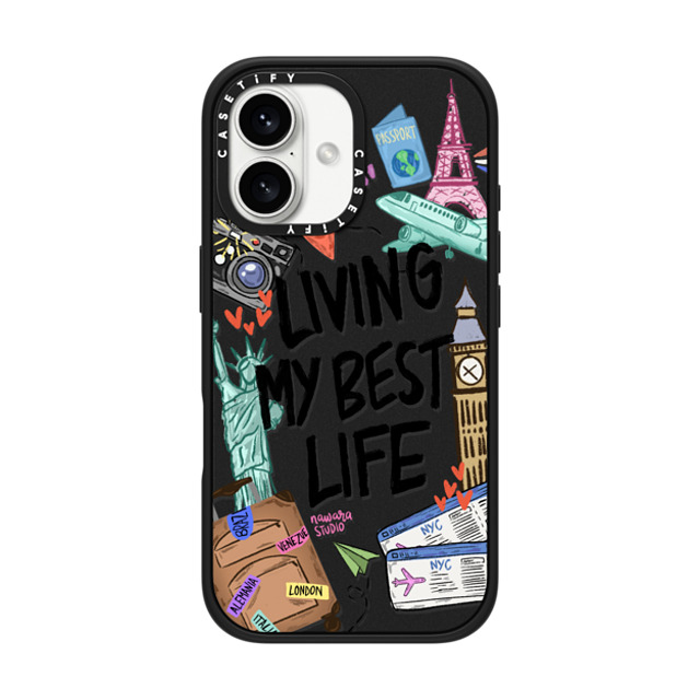 Nawara Studio x CASETiFY iPhone 16 ケース Sticker,Quote マットブラック インパクトケース Travel Lover by Nawara Studio Father's Day Nawara Studio x CASETiFY iPhone 16 ケース Sticker,Quote マットブラック インパクトケース Travel Lover by Nawara Studio Father's Day