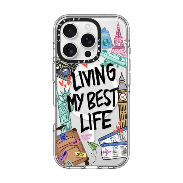 Nawara Studio x CASETiFY iPhone 16 Pro ケース クリア クリア ケース MagSafe対応 Travel Lover by Nawara Studio